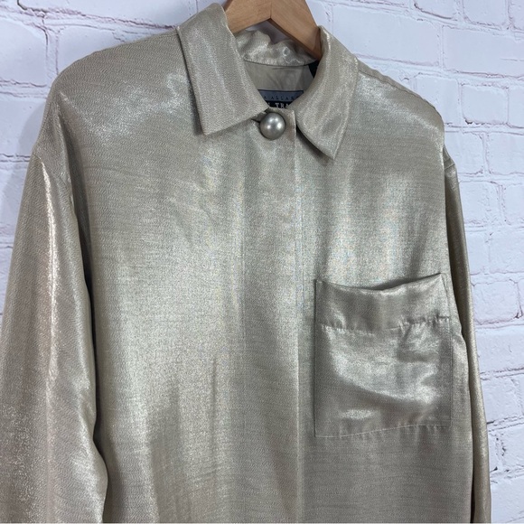 𝅺Ellen Tracy Gray Linen Blend Button Front Relaxed Tunic Size 8 - Picture 11 of 13